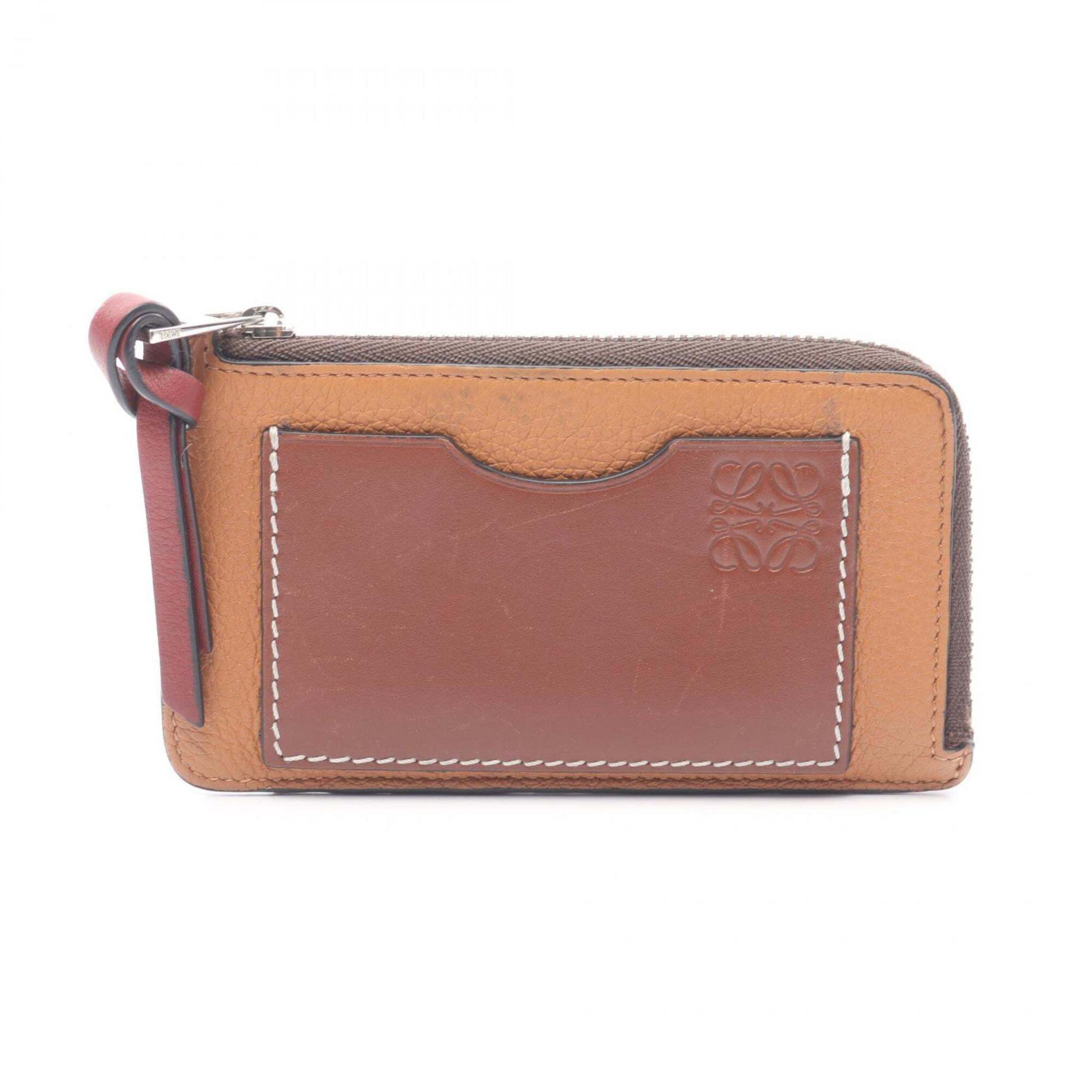 Loewe Anagram Coin Card Holder Wallet/Coin Case, Leather, Women's, Brown, C66...